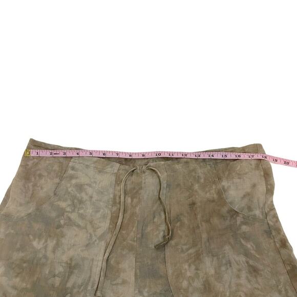 Chico’s Design Size 0 XS Brown Linen Tie Dye Print Drawstring Crop Cargo Pants - Picture 8 of 15